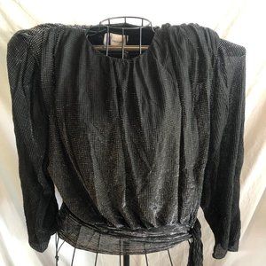 Prophecy 16 Black Silver Metallic Long Sleeve Blouse READ DESCRIPTION